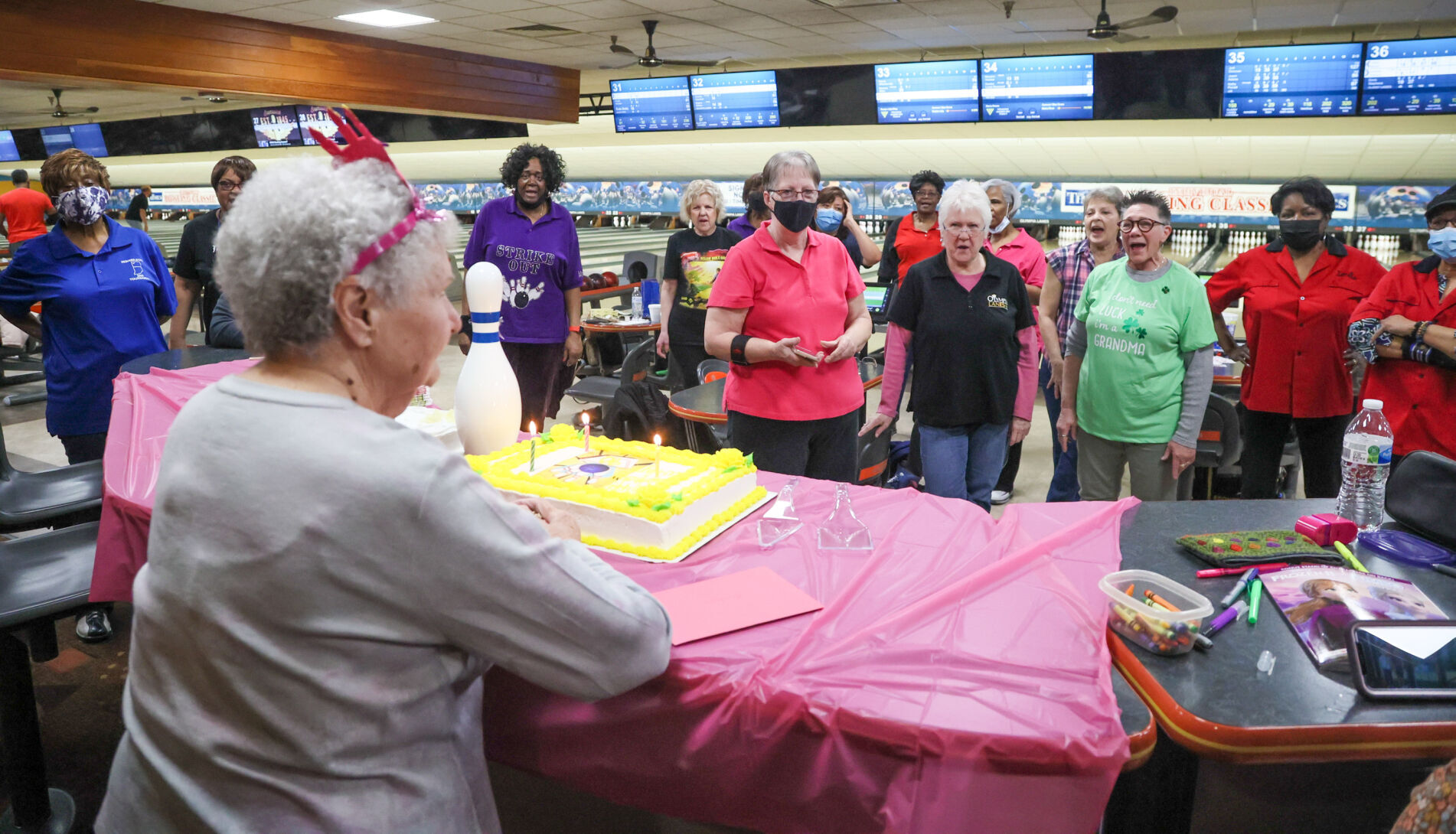 Evelyn Ostrom is 90 and plays regularly with Tuesday AM Koffee Klatch